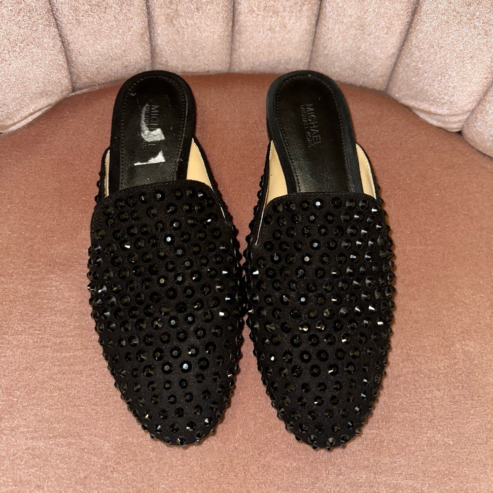 Michael Kors Black Bedazzled Slip On Mules - Size 6 - Wore Once